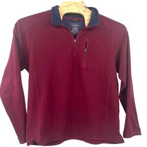 LL Bean Mens Sweatshirt Fleece Pullover Size XL Quarter Zip Sweater Maroon